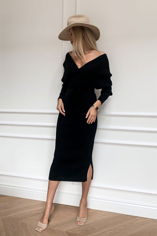 Trend Collection Elegantes Strickkleid Paolo One Size / Schwarz