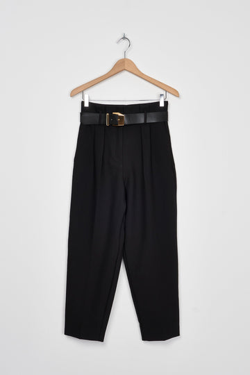 Trend Collection Hose mit hohem Bund und Gürtel 36 / Schwarz
