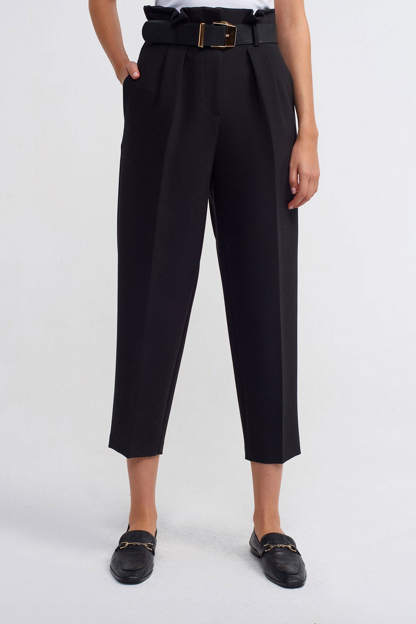 Trend Collection Hose mit hohem Bund und Gürtel