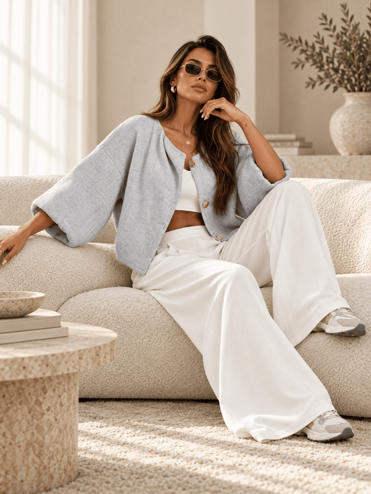 Trend Collection Kurze Strickjacke Luna Grau / One Size