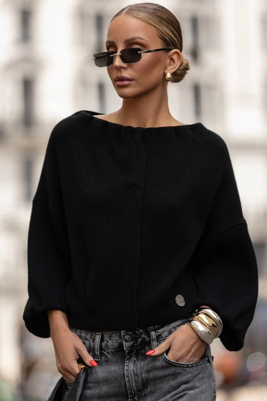 Trend Collection Kurze Strickjacke Luna schwarz / One Size