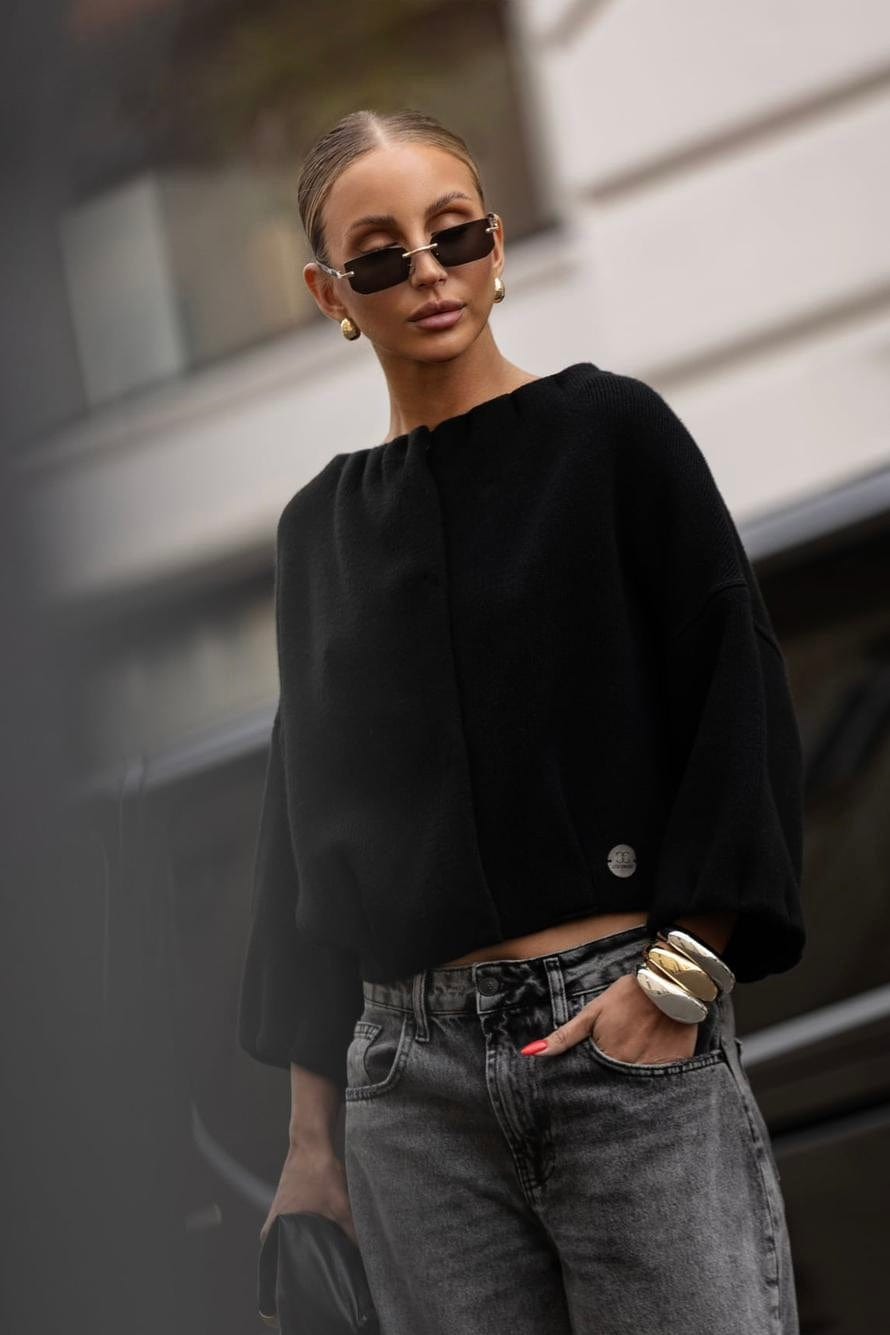 Trend Collection Kurze Strickjacke Luna schwarz / One Size