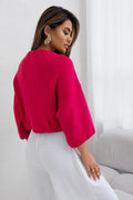 Trend Collection Kurze Strickjacke mit Knöpfen Pink / One Size
