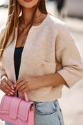 Trend Collection Kurze Strickjacke One Size / Beige