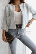 Trend Collection Kurze Strickjacke One Size / Grau