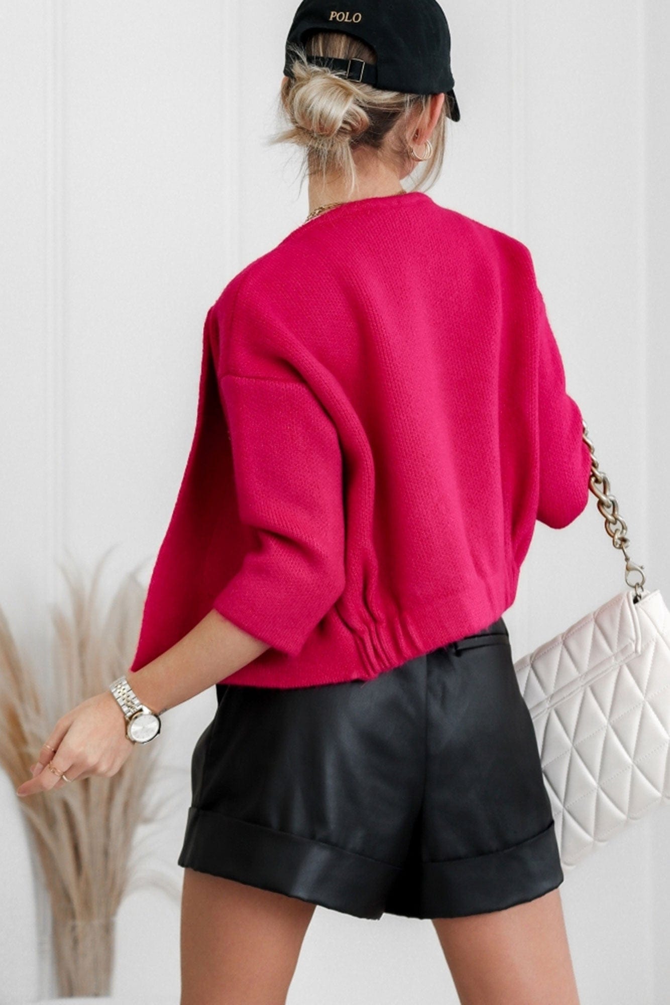 Trend Collection Kurze Strickjacke One Size / Pink