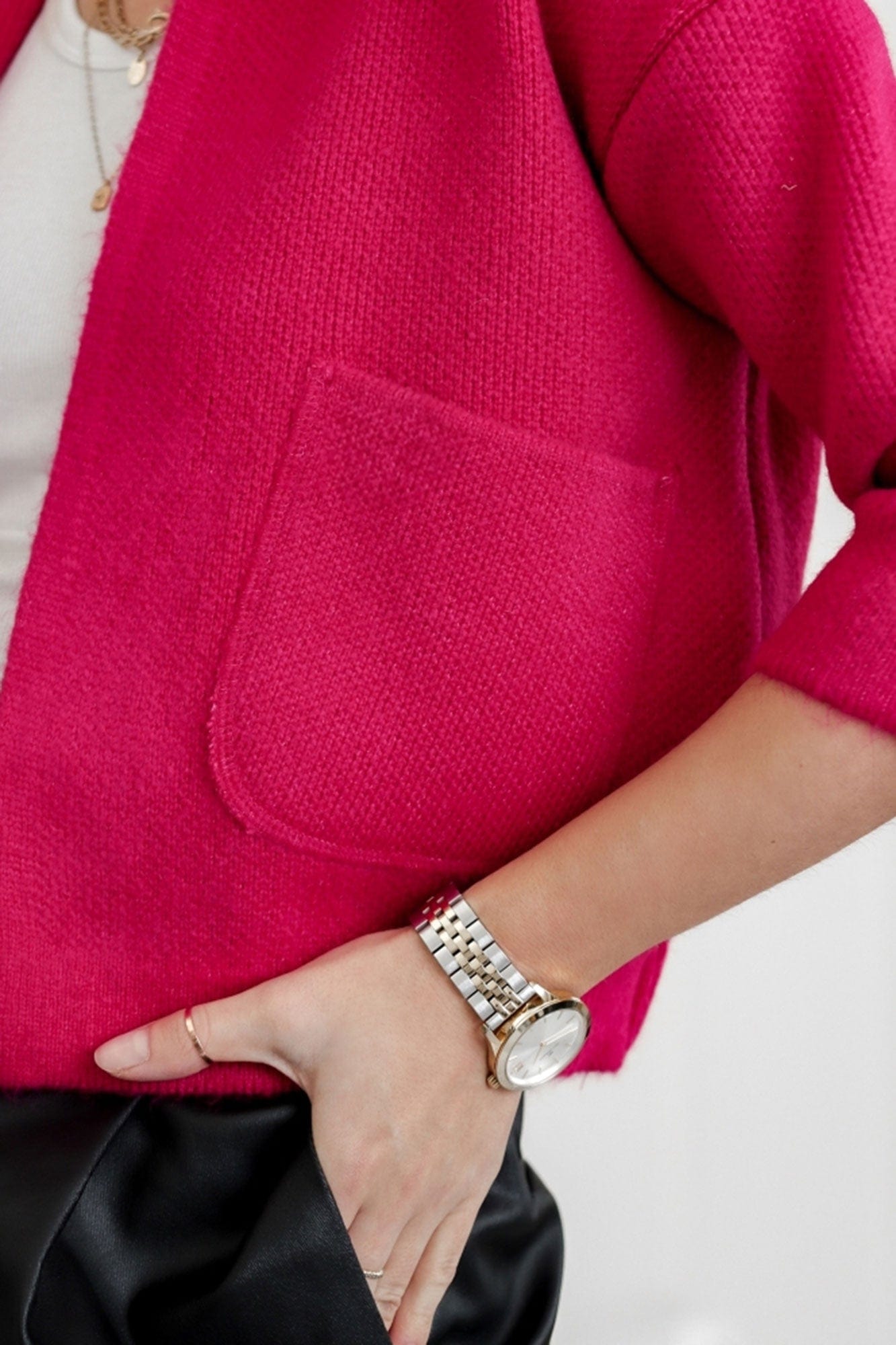 Trend Collection Kurze Strickjacke One Size / Pink