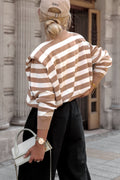 Trend Collection Langarmshirt mit Schulterpolstern One Size / Beige/Weiß