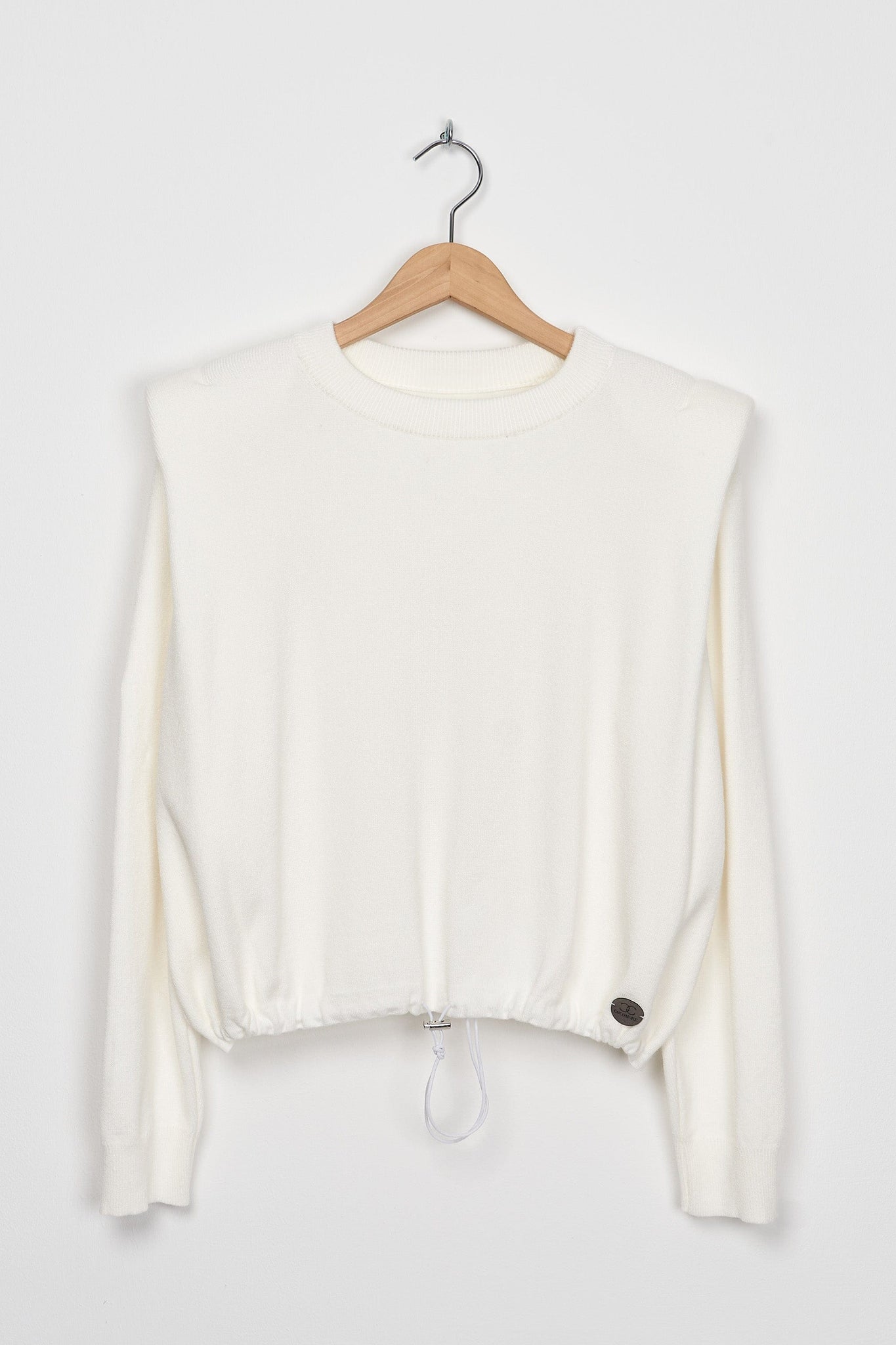 Trend Collection Langarmshirt mit Schulterpolstern One Size / Weiß