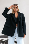 Trend Collection Oversize Jacke mit Futter und Schulterpolstern One Size / Schwarz