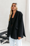Trend Collection Oversize Jacke mit Futter und Schulterpolstern One Size / Schwarz