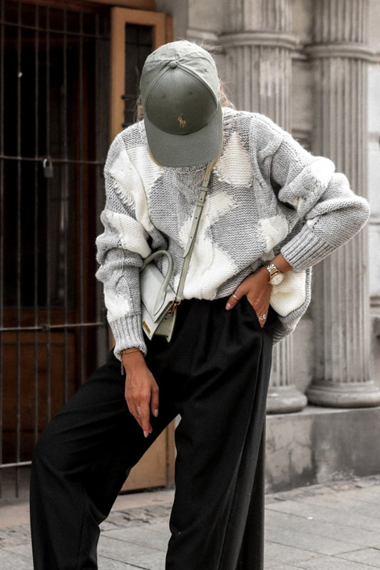 Trend Collection Pullover im Bloom-Design One Size / Grau