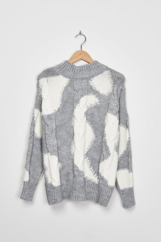 Trend Collection Pullover im Bloom-Design One Size / Grau