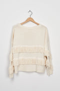 Trend Collection Pullover mit Fransen One Size / Off-White