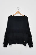 Trend Collection Pullover mit Fransen One Size / Schwarz