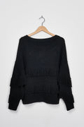 Trend Collection Pullover mit Fransen One Size / Schwarz