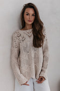 Trend Collection Pullover mit Lochmuster One Size / Beige