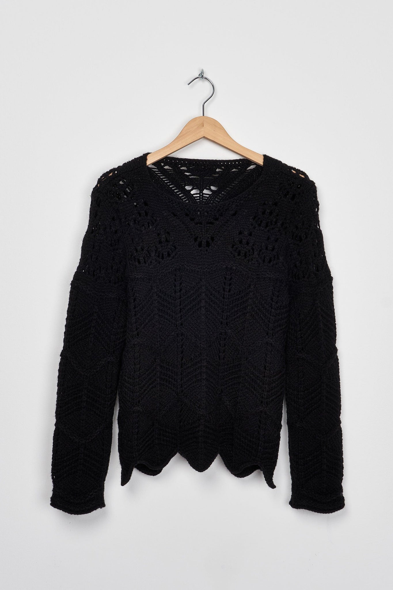 Trend Collection Pullover mit Lochmuster One Size / Schwarz