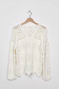 Trend Collection Pullover mit Lochmuster One Size / Weiß