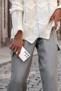 Trend Collection Pullover mit Lochmuster One Size / Weiß