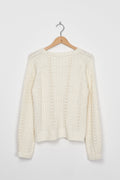 Trend Collection Pullover mit Zopf- und Lochmuster One Size / Off-White