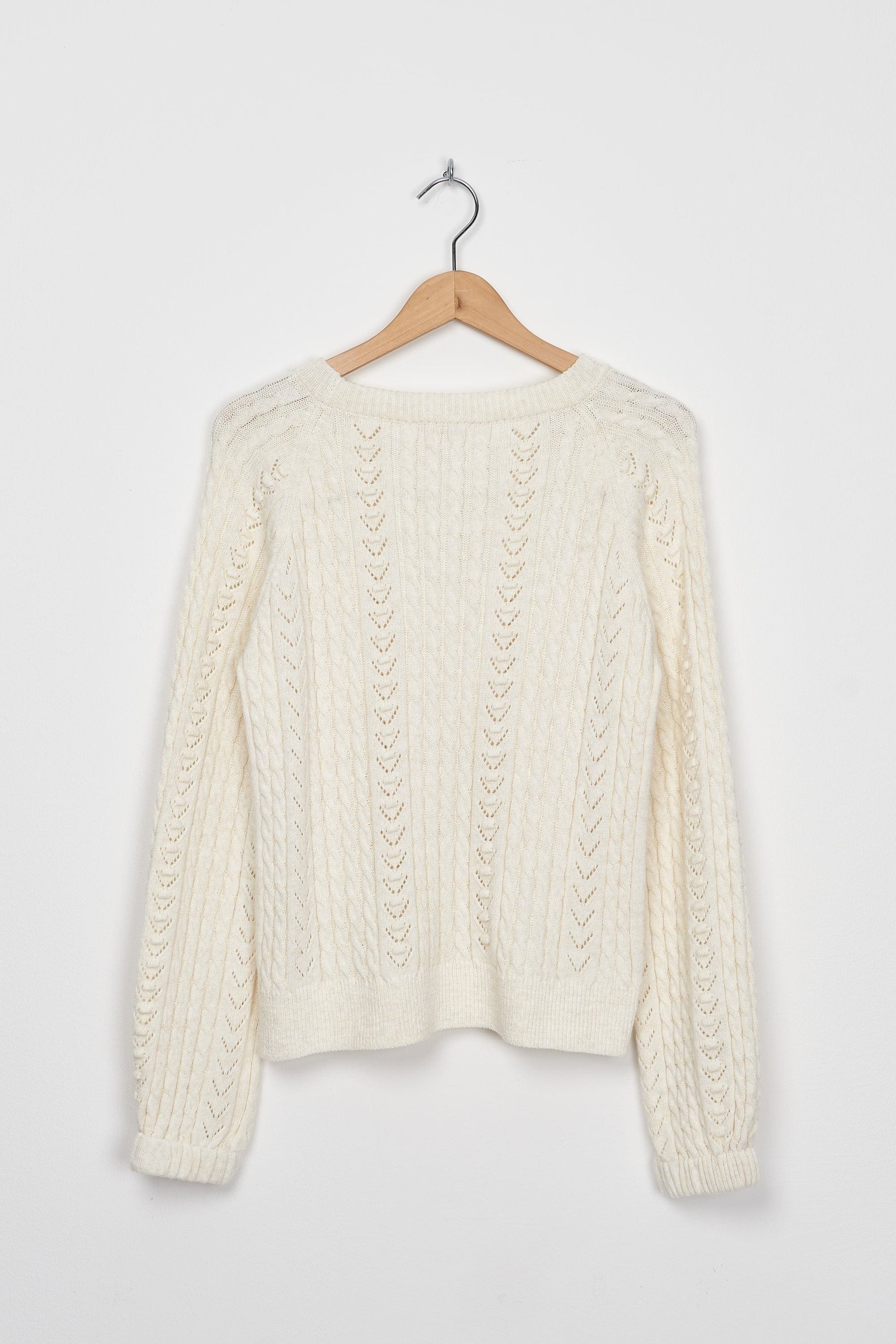 Trend Collection Pullover mit Zopf- und Lochmuster One Size / Off-White