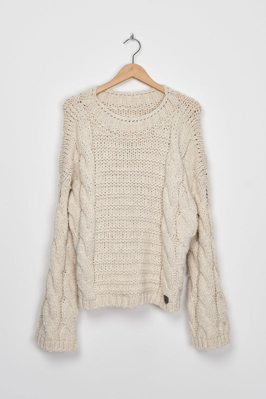 Trend Collection Pullover mit Zopfmuster One Size / Beige
