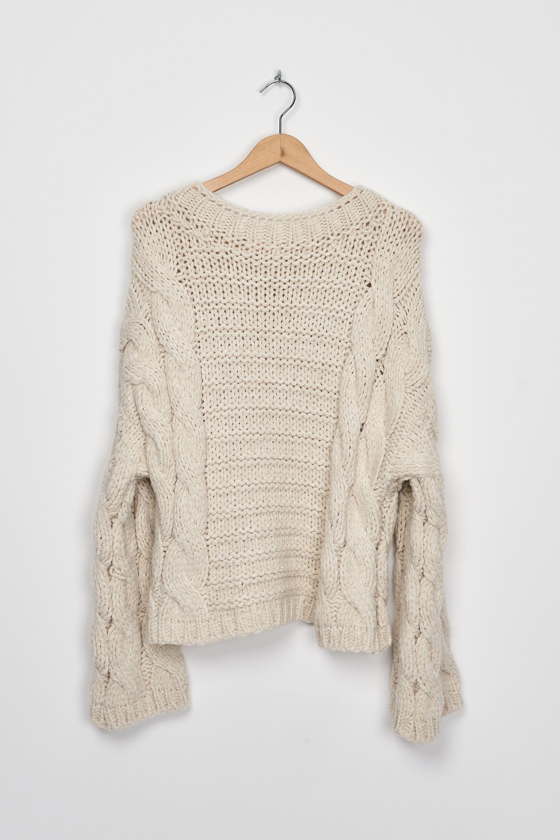 Trend Collection Pullover mit Zopfmuster One Size / Beige