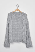 Trend Collection Pullover mit Zopfmuster One Size / Grau