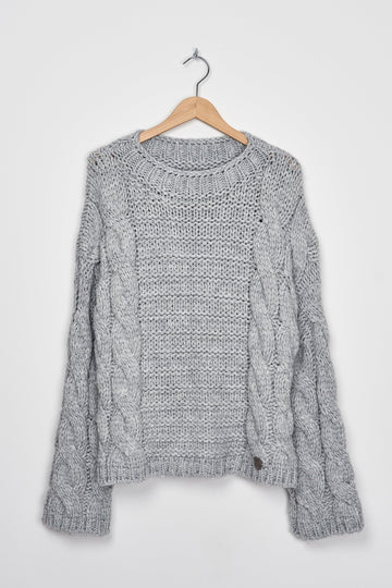 Trend Collection Pullover mit Zopfmuster One Size / Grau