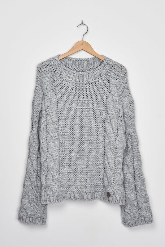 Trend Collection Pullover mit Zopfmuster One Size / Grau
