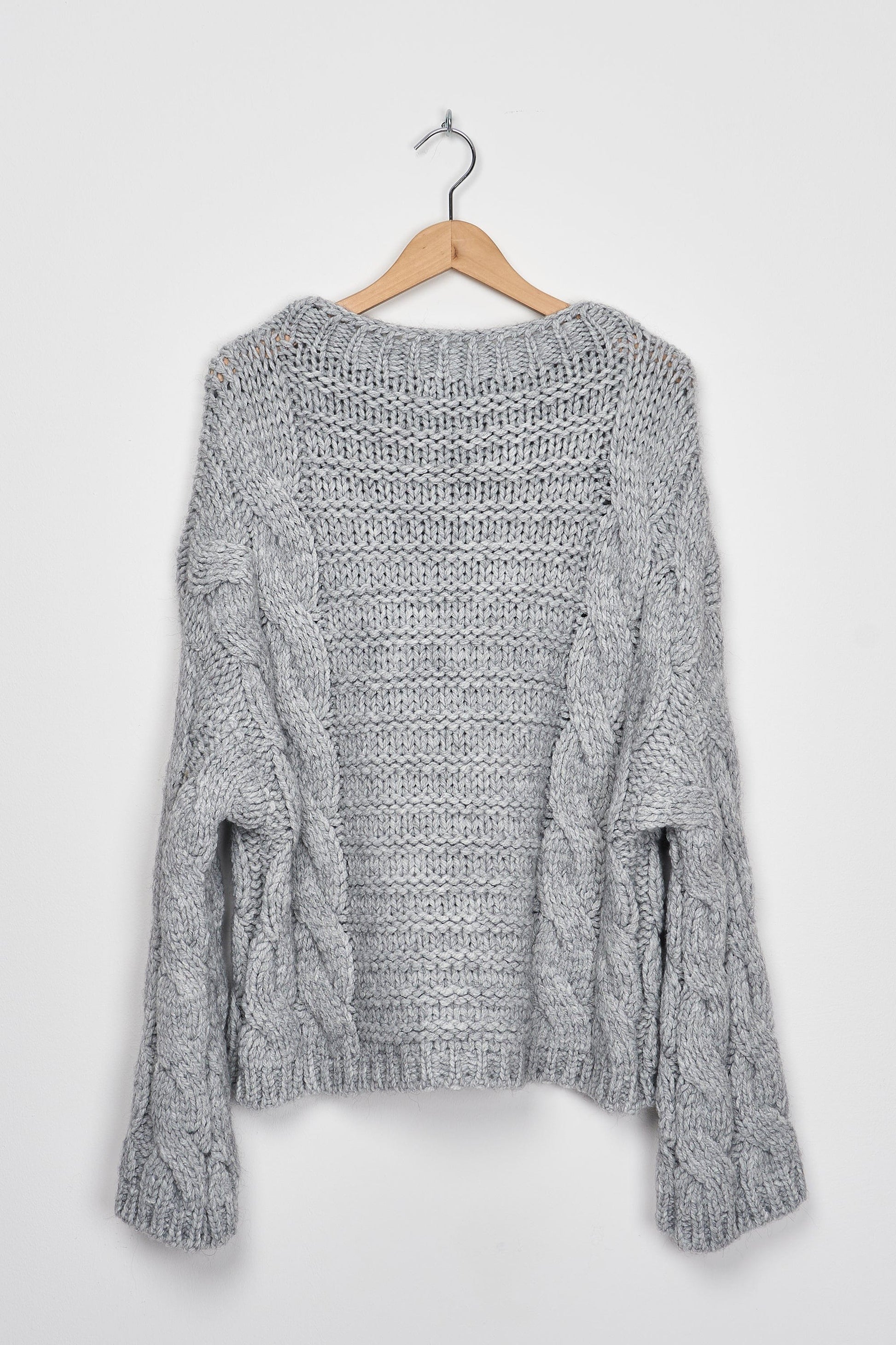 Trend Collection Pullover mit Zopfmuster One Size / Grau