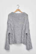 Trend Collection Pullover mit Zopfmuster One Size / Grau