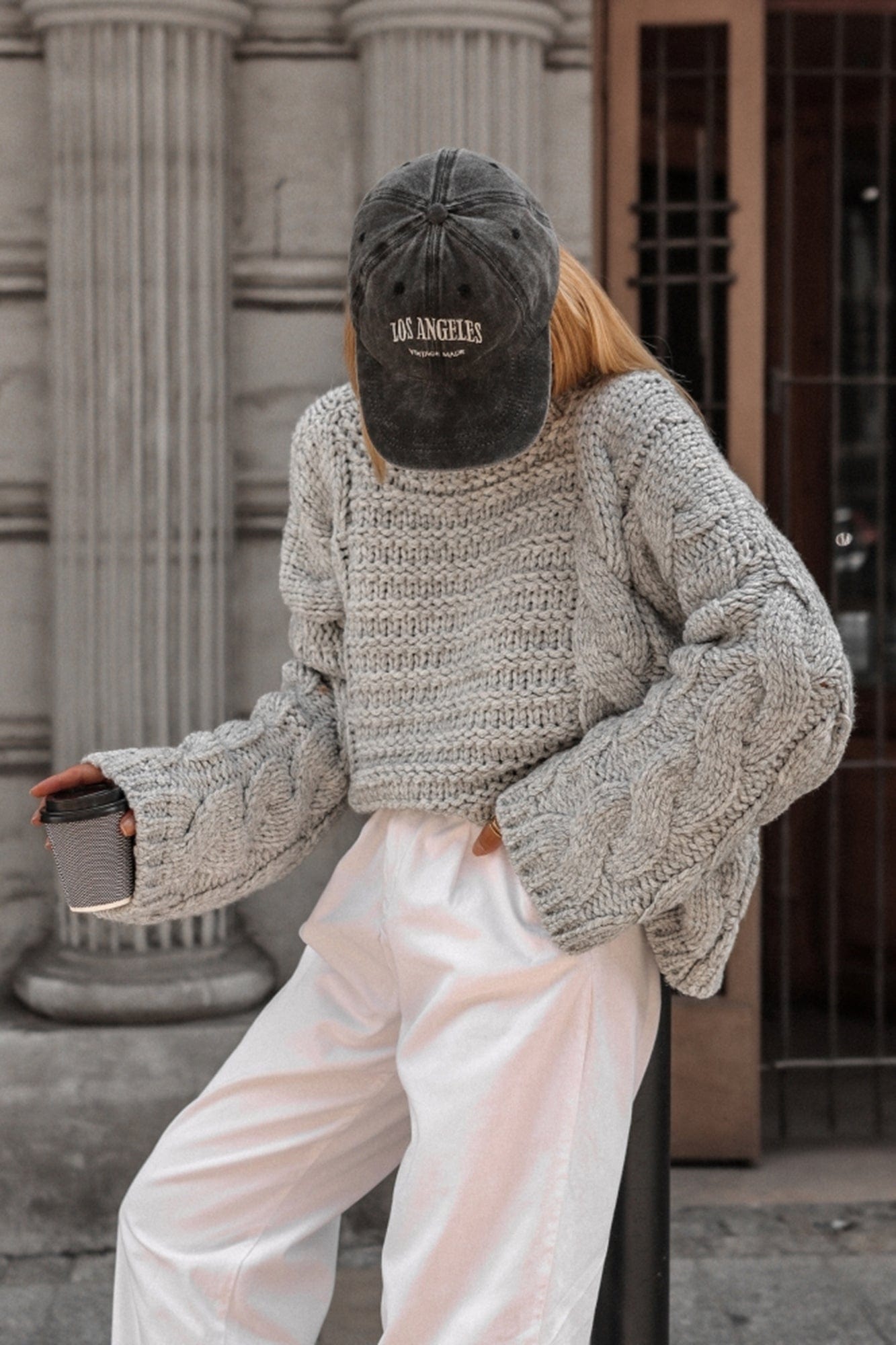 Trend Collection Pullover mit Zopfmuster One Size / Grau