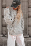 Trend Collection Pullover mit Zopfmuster One Size / Grau