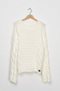 Trend Collection Pullover mit Zopfmuster One Size / Off-White