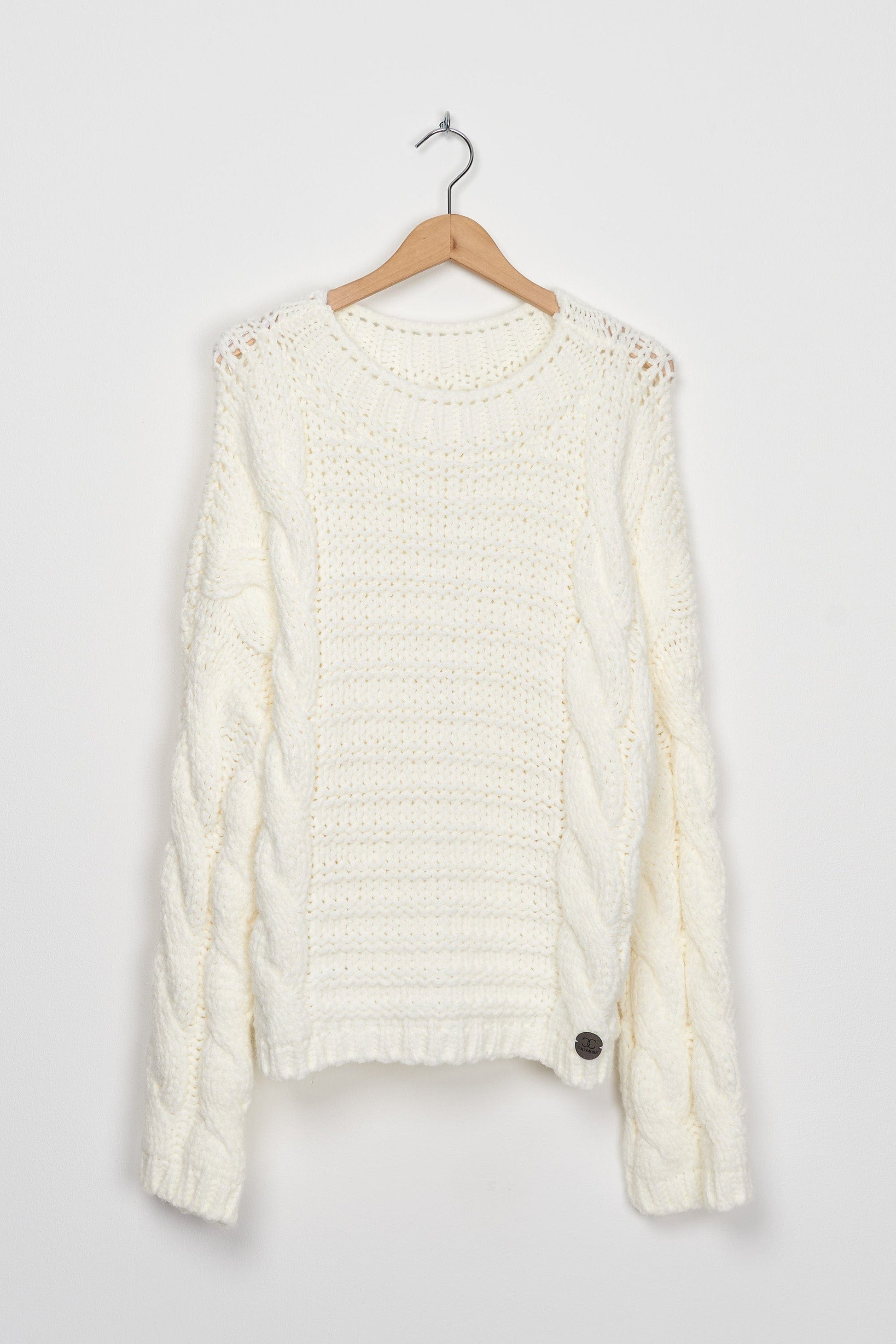 Trend Collection Pullover mit Zopfmuster One Size / Off-White