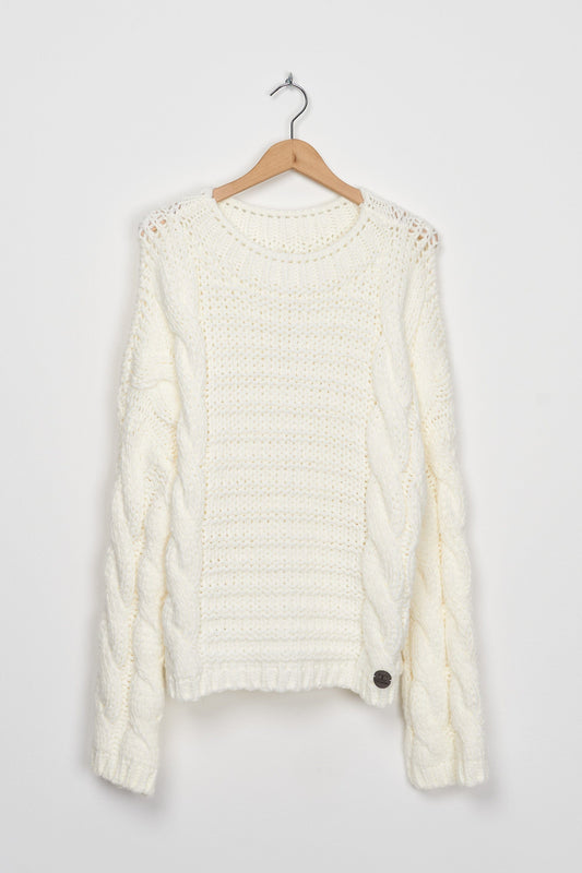 Trend Collection Pullover mit Zopfmuster One Size / Off-White