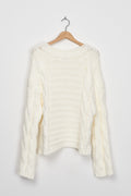 Trend Collection Pullover mit Zopfmuster One Size / Off-White