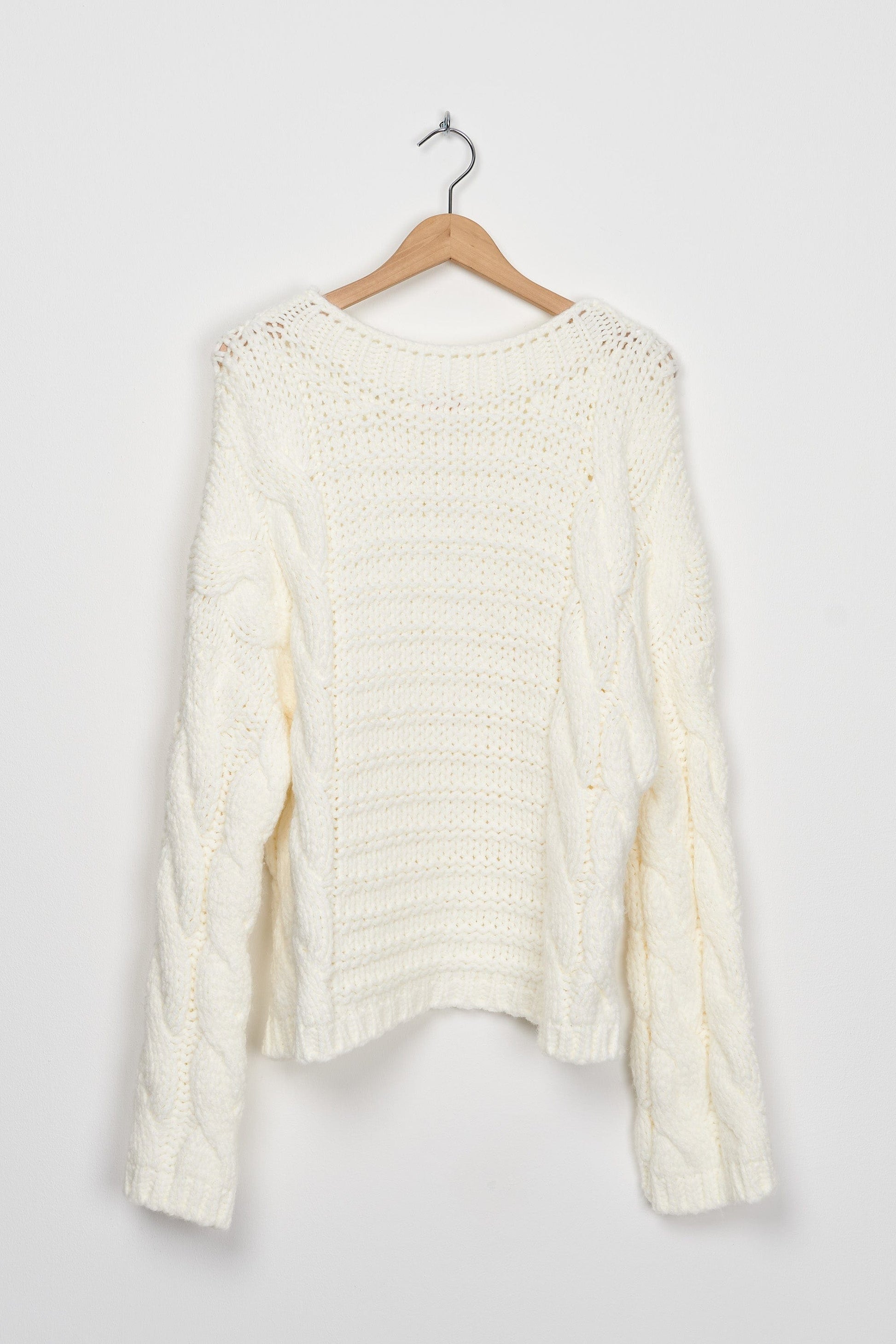 Trend Collection Pullover mit Zopfmuster One Size / Off-White