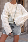 Trend Collection Pullover mit Zopfmuster One Size / Off-White