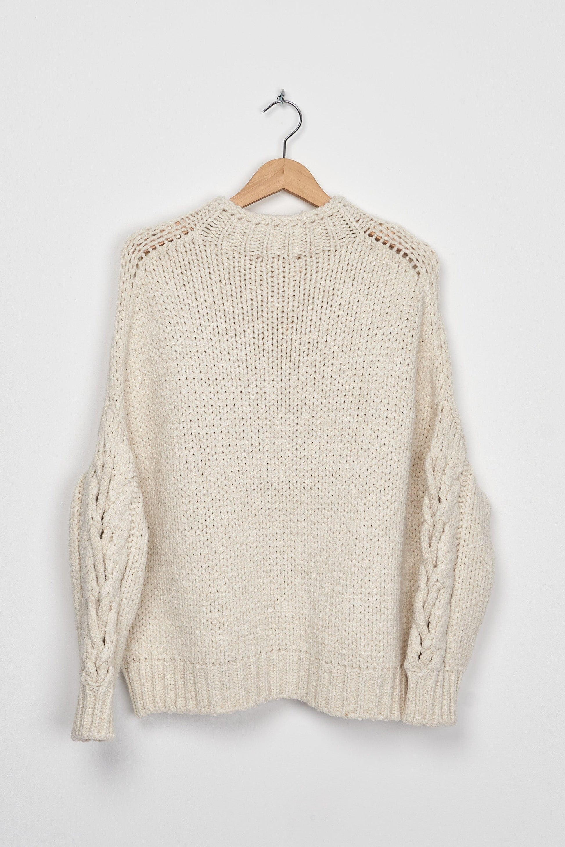 Trend Collection Pullover mit Zopfmuster und Cut Outs One Size / Beige