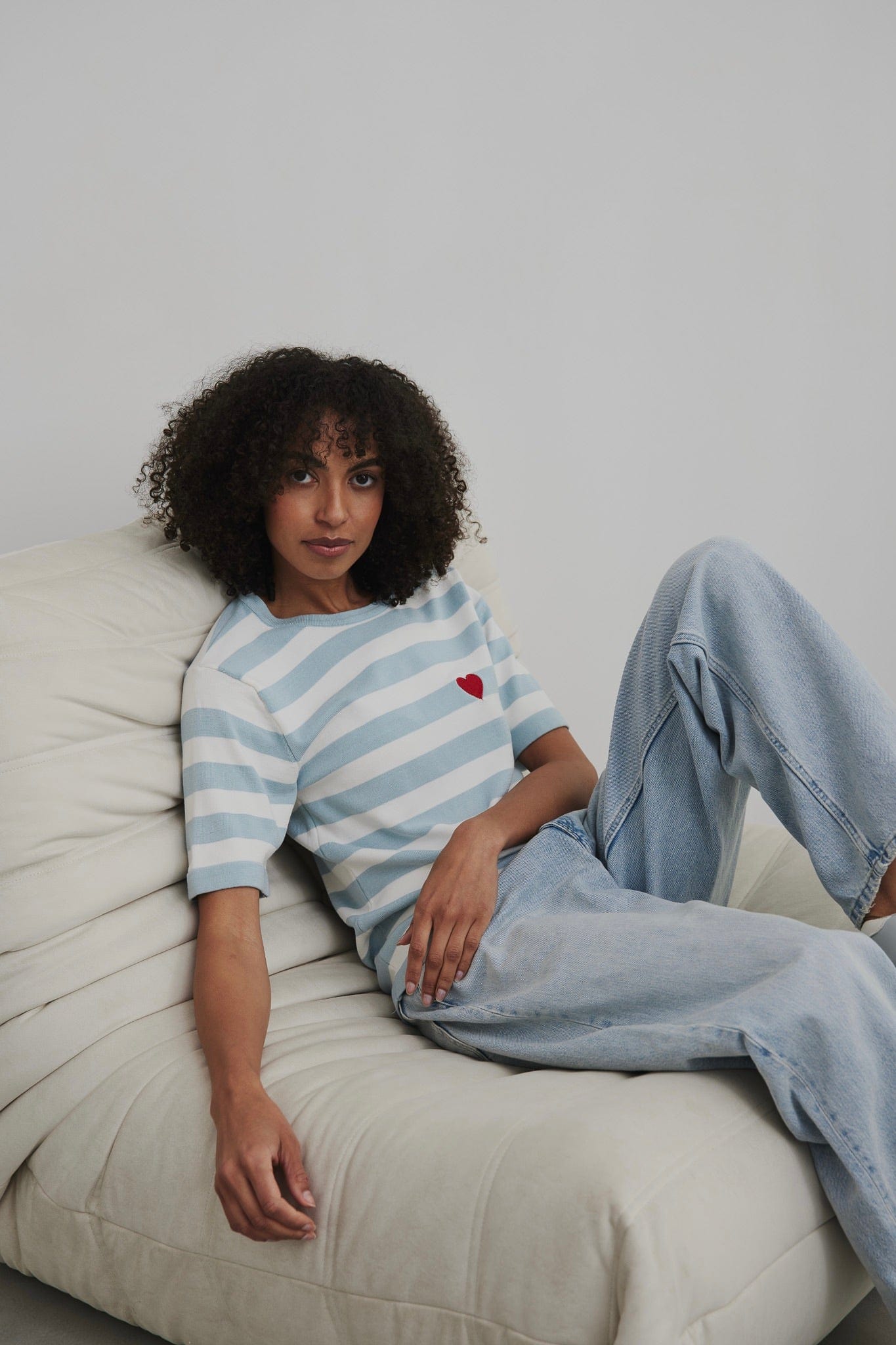 Trend Collection T-Shirt mit Herz Schwarz/Weiß / One Size