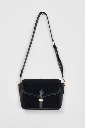 Trend Collection Teddy Crossbody Tasche B25 x H18 x T7 / Schwarz