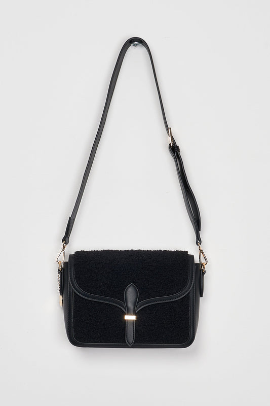 Trend Collection Teddy Crossbody Tasche B25 x H18 x T7 / Schwarz